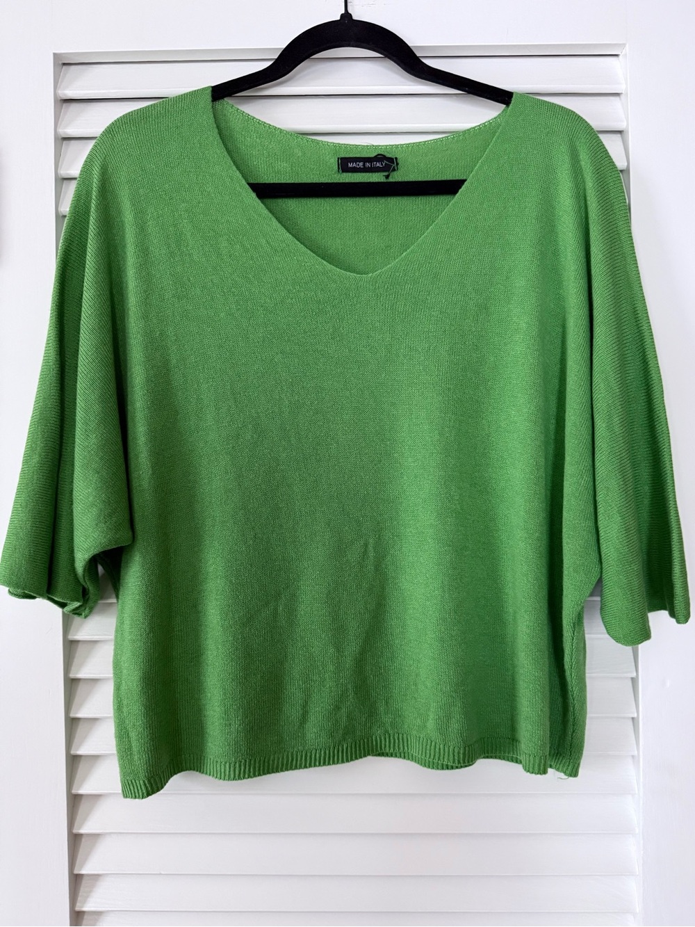 Made in Italy Green Lightweight Knit Sweater Top One Size Modal Blend